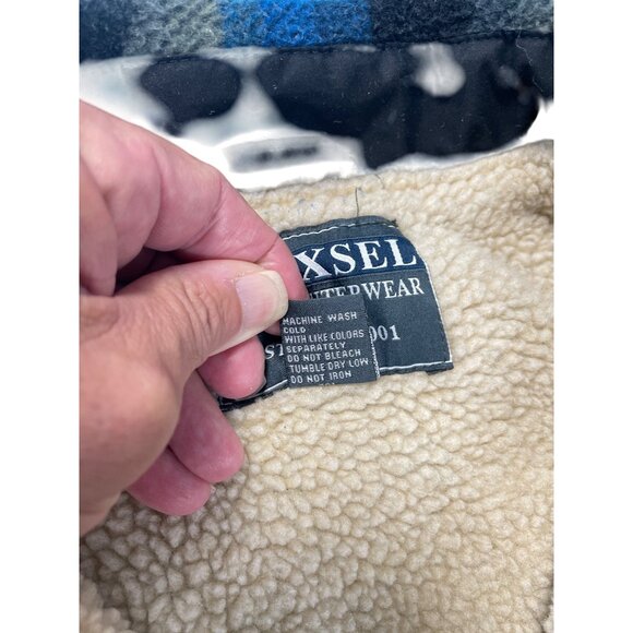 Maxxsel Mens Sherpa-Lined Buffalo Plaid Jacket Blue/Black XL SKU 9337 - Picture 6 of 16